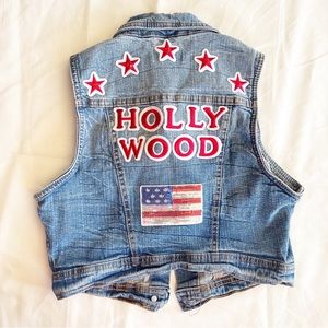 🎁 HOLLYWOOD JEANS DENIM VEST USA patches